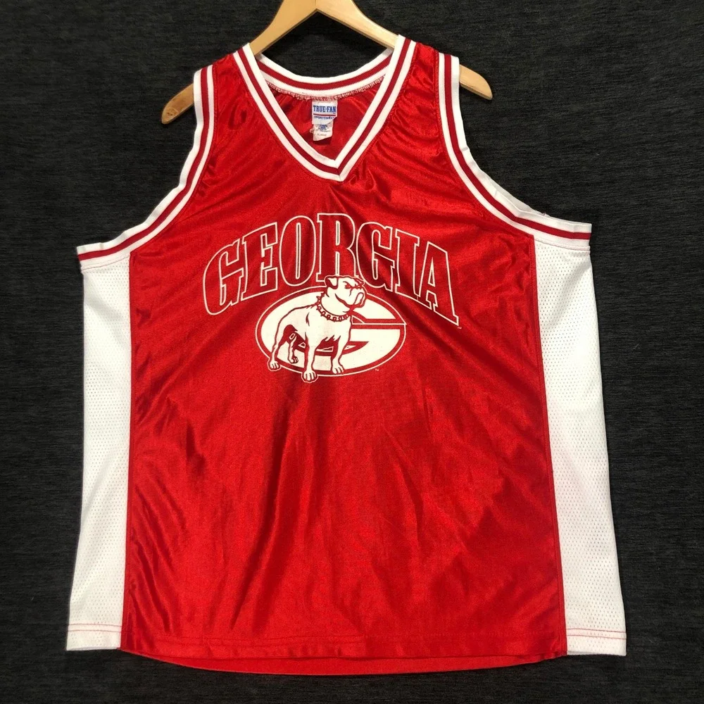 True Fan Georgia Bulldogs‎ Jersey NCAA Basketball Sleeveless Red Men's Size XL